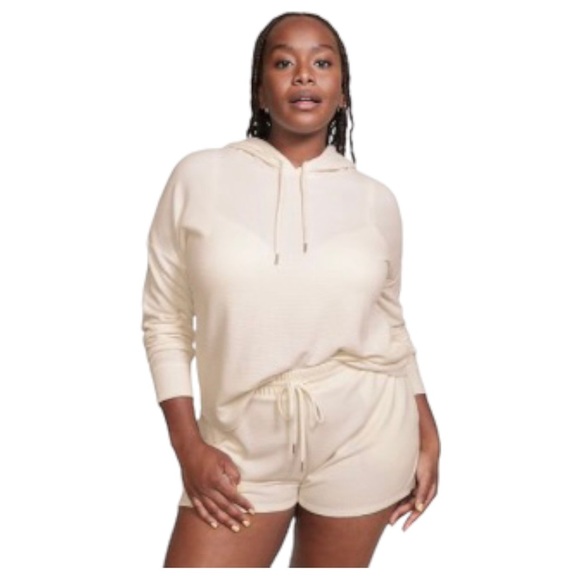 NWT Victoria’s Secret Glow Waffle Hoodie And Short Set Off White - Picture 1 of 11